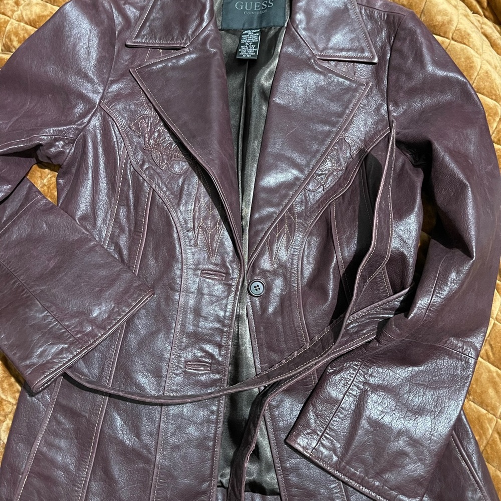 Guess Women's Deep Purple Leather Jacket